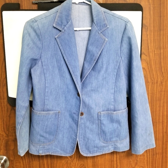 Vintage fitted denim blazer Militaires Equipments S - Picture 1 of 4